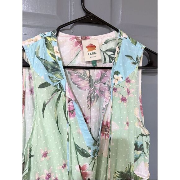STUNNING and RARE FARM RIO MIXED FLORAL TIERED TROPICAL MINI DRESS- SIZE LARGE ( - Picture 6 of 6
